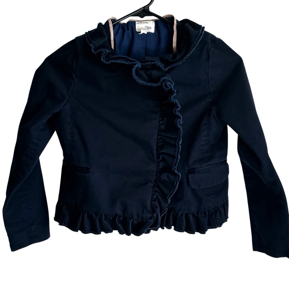 Crewcuts Navy Ruffled Kids Jacket Snap Buttons Size 10